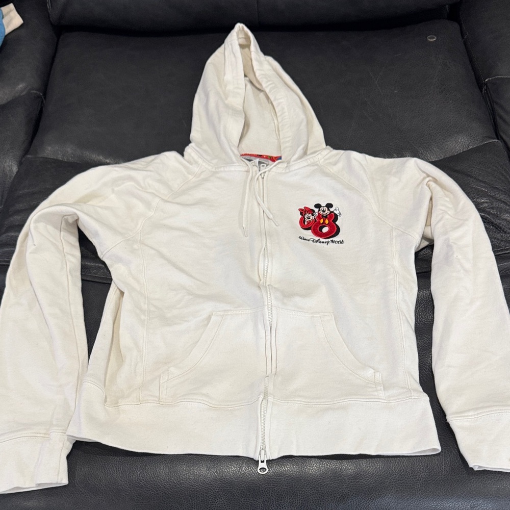 Disney World Cream Hoodie with Colorful 2008 Design